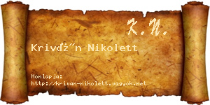 Kriván Nikolett névjegykártya