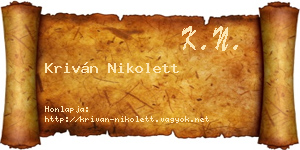 Kriván Nikolett névjegykártya